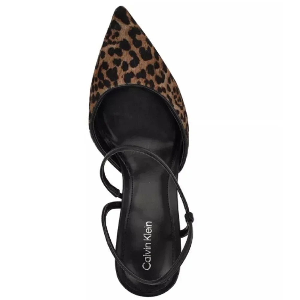 Calvin Klein Corderaly Strappy Stiletto Pumps – Dark Leopard Calf Hair – Size 9